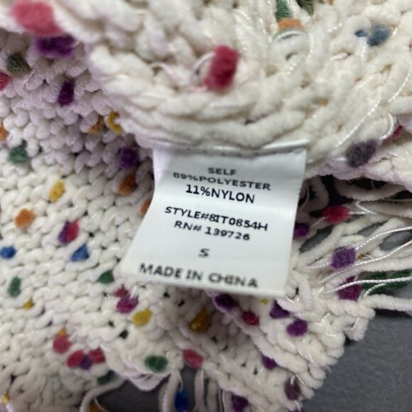 Wild Honey Womens Cropped Sweater Size S Dots Distressed Hem Cream Multicolor - Picture 9 of 10